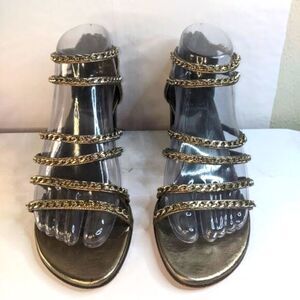 Stuart Weitzman Patent Leather Gladiator Sandal SZ 6.5 M   Platform,  Chain